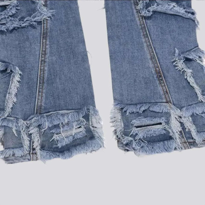 Straight men's patchwork jeans