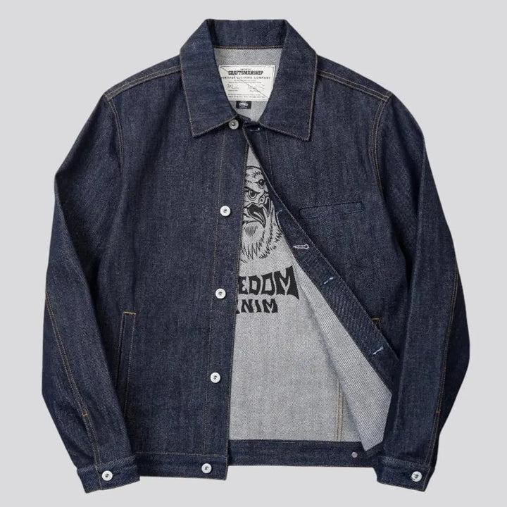 Raw casual classic denim jacket for men