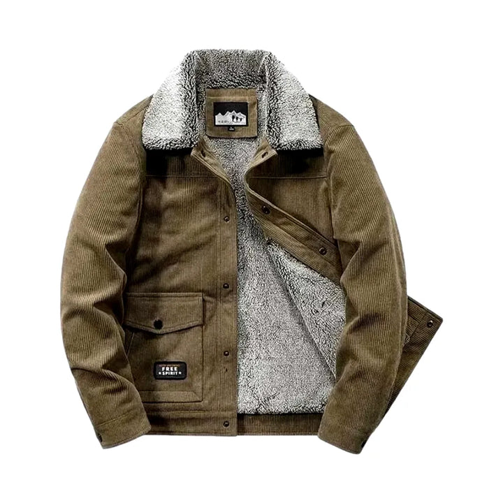 Boho Casual Men's Corduroy Coat - Brown