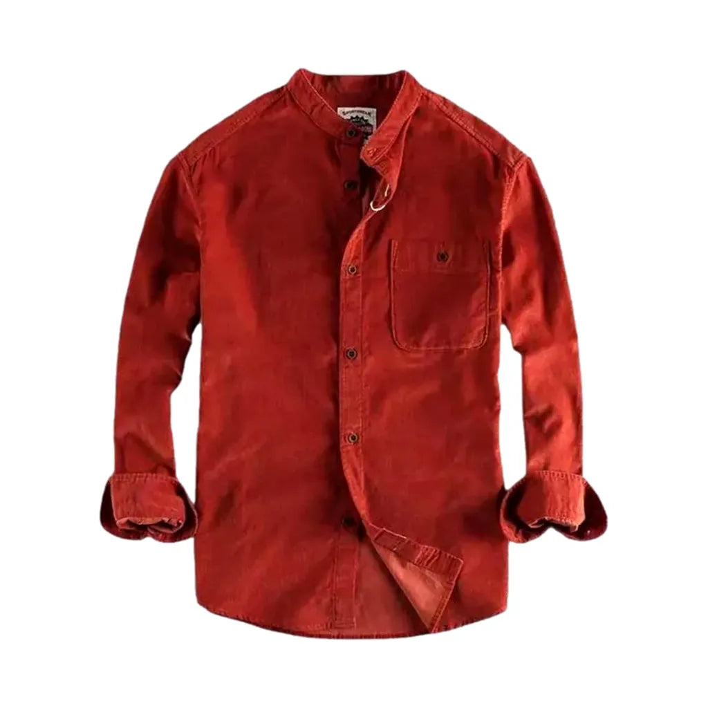 Boho Style Casual Men's Corduroy Shirt - Red