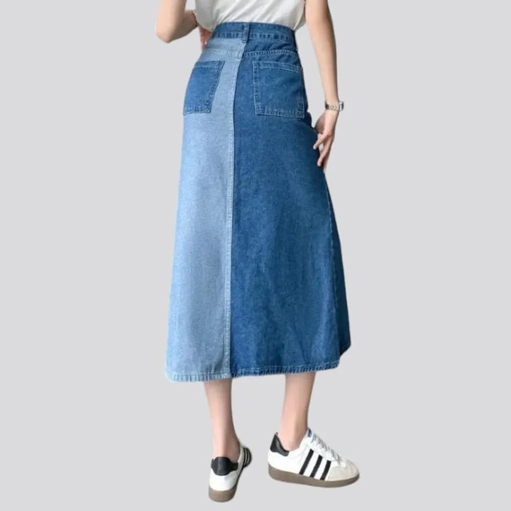 High-waist a-line denim skirt