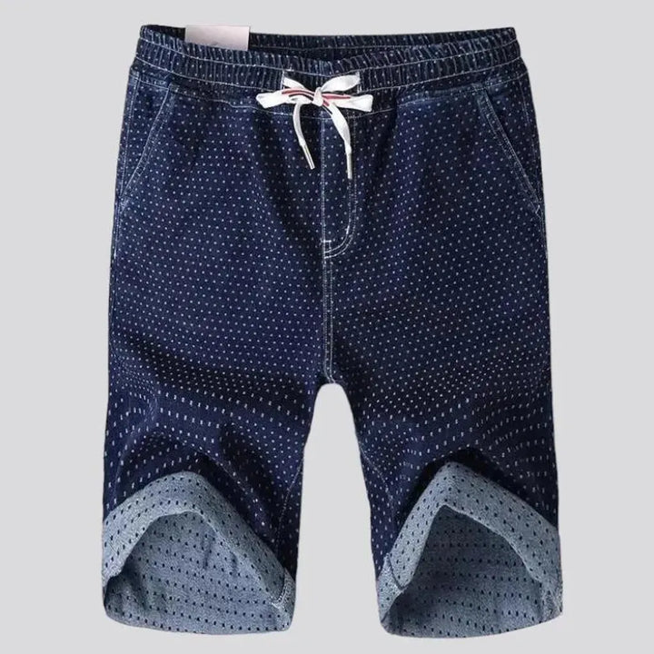 Dark-wash loose men's denim shorts