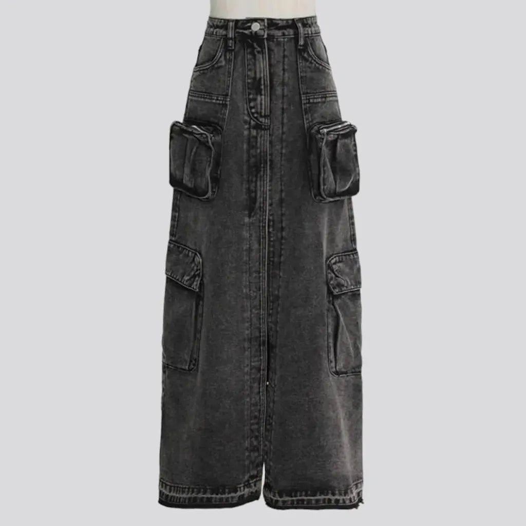 Vintage long women's denim skirt