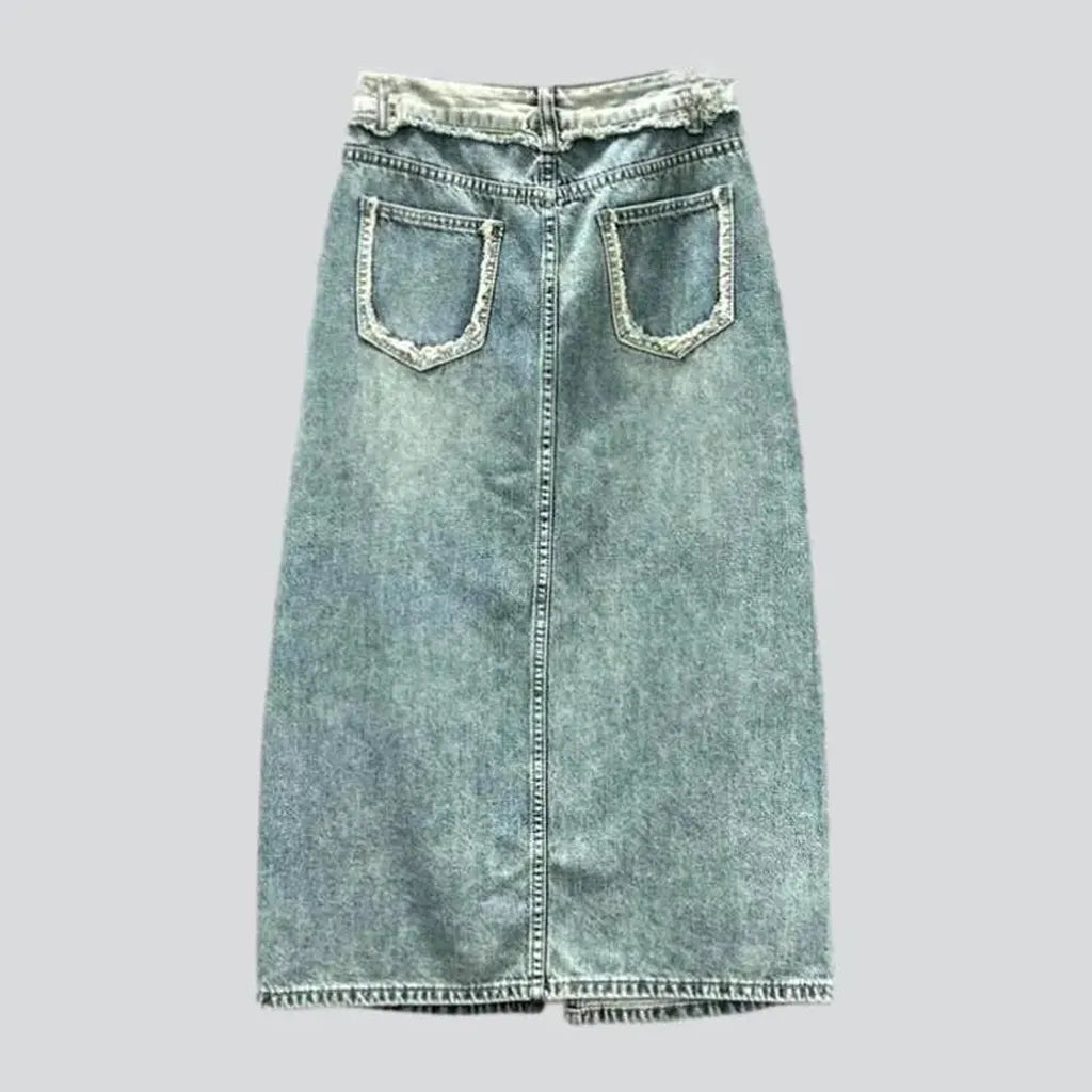 Vintage light-wash denim skirt