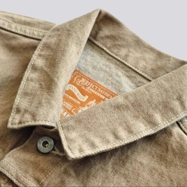 Roomy pocket self-edge jeans jacket
 for men