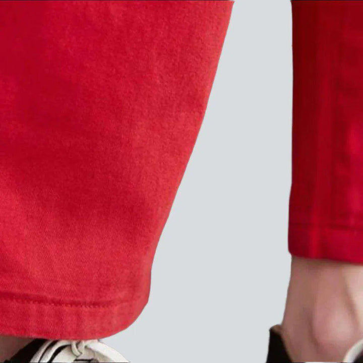 Solid color buttoned denim jumpsuit