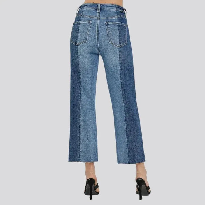 Whiskered mid-waist jeans
 for women