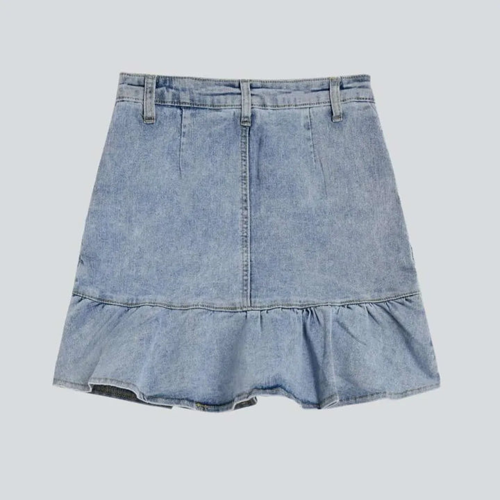 Mini frills jean skirt