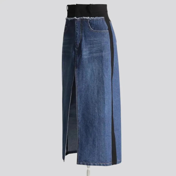 High-rise slit fashion denim skirt