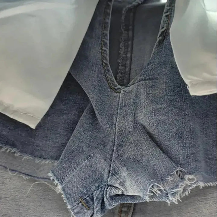 Embellished vintage jean skort
 for women