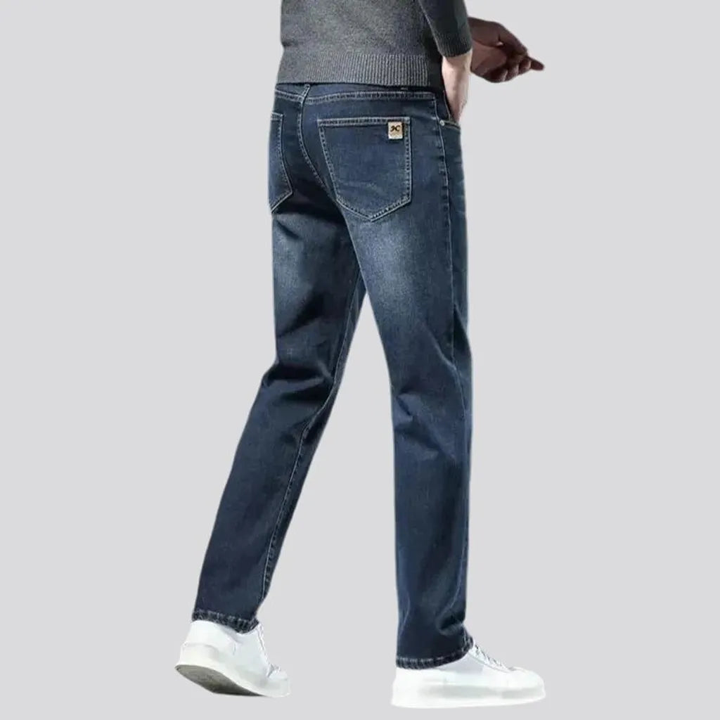 Casual style elastic high rise men's jeans