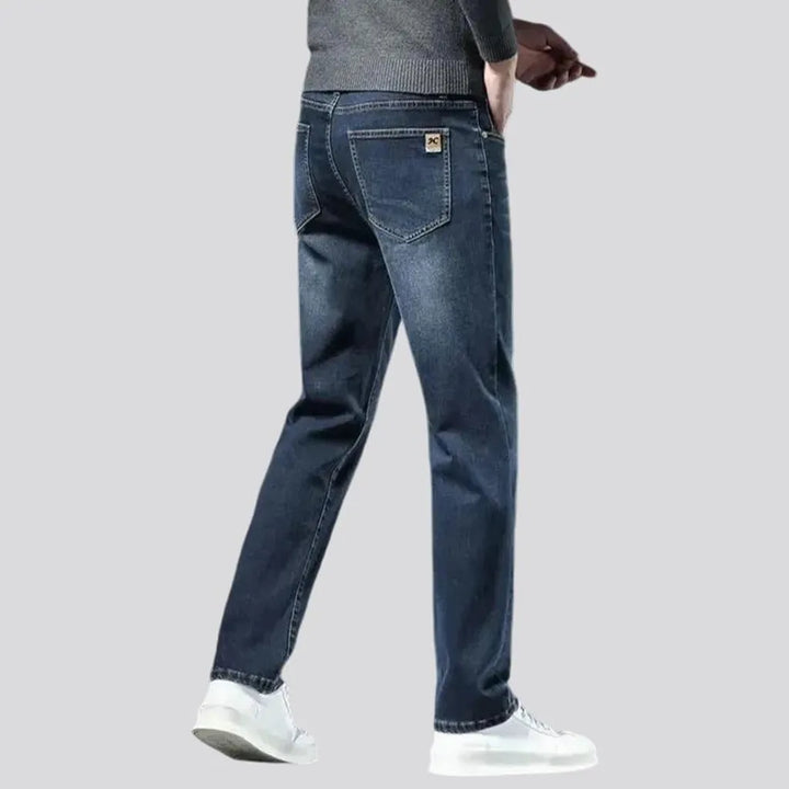 Casual style elastic high rise men's jeans