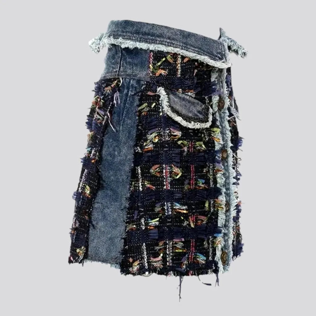 Embroidered women's denim skirt