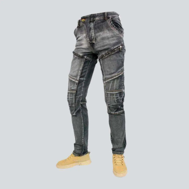 Mid-waist motorcycle jeans
 for men