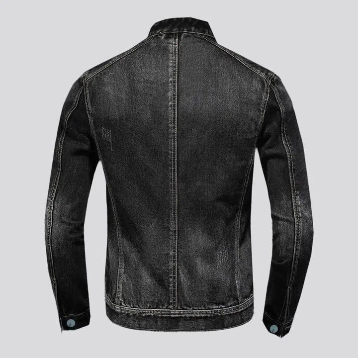 Black biker men's jean jacket
