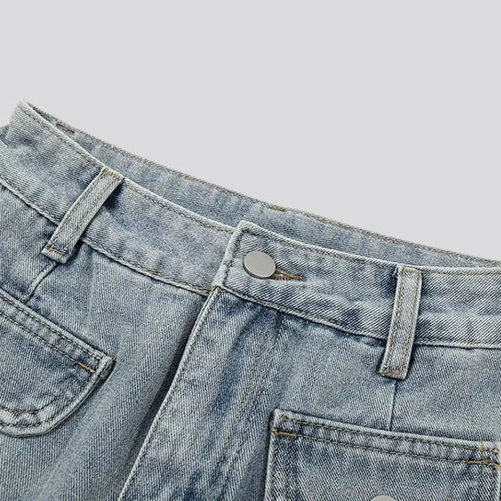 Mid-waist light wash jean skirt