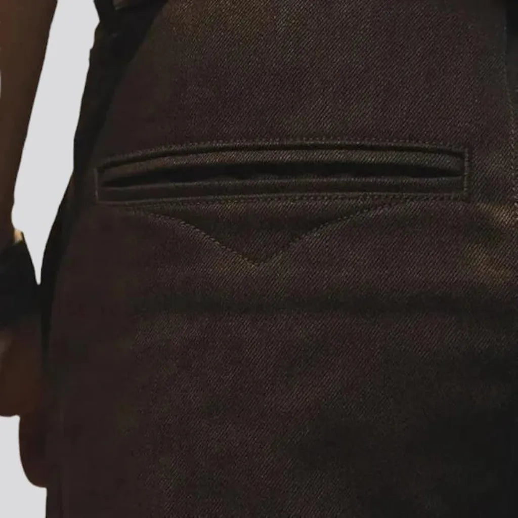Black loose men's self-edge jeans