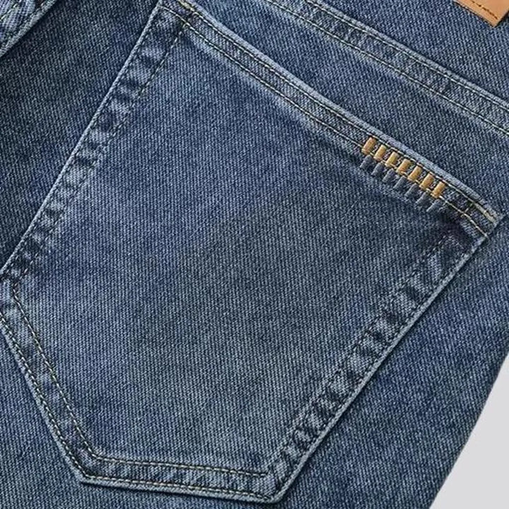 Vintage straight-cut elastic men's jeans