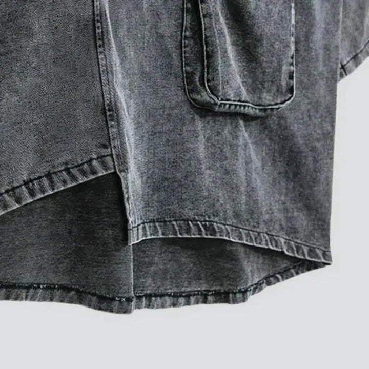 Pull-on grey women's jeans coat