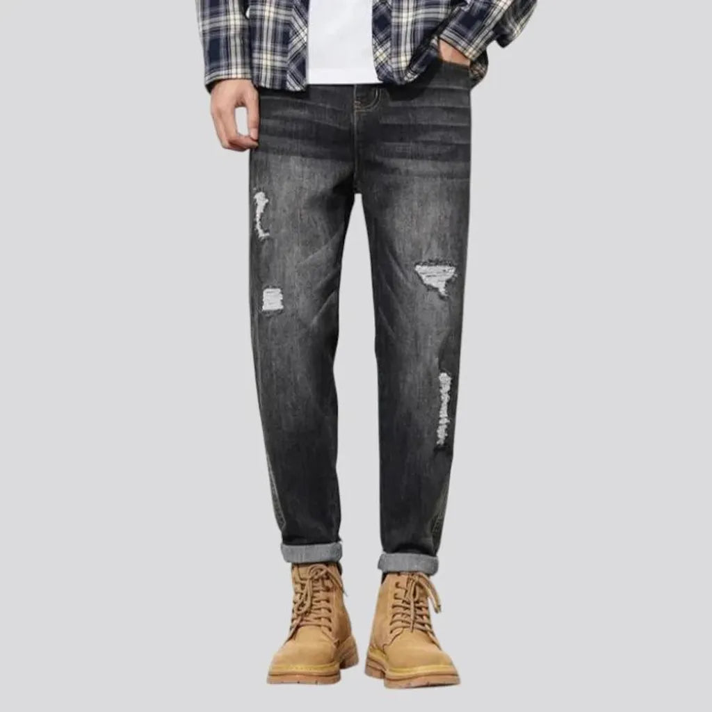 Elastic mid-rise men's jeans