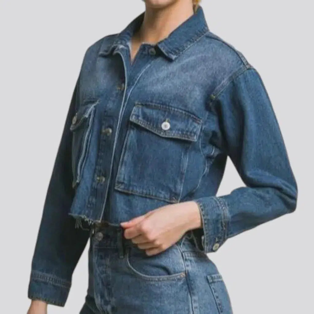 90s raw-hem jeans jacket
 for women