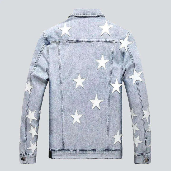 White stars light denim jacket