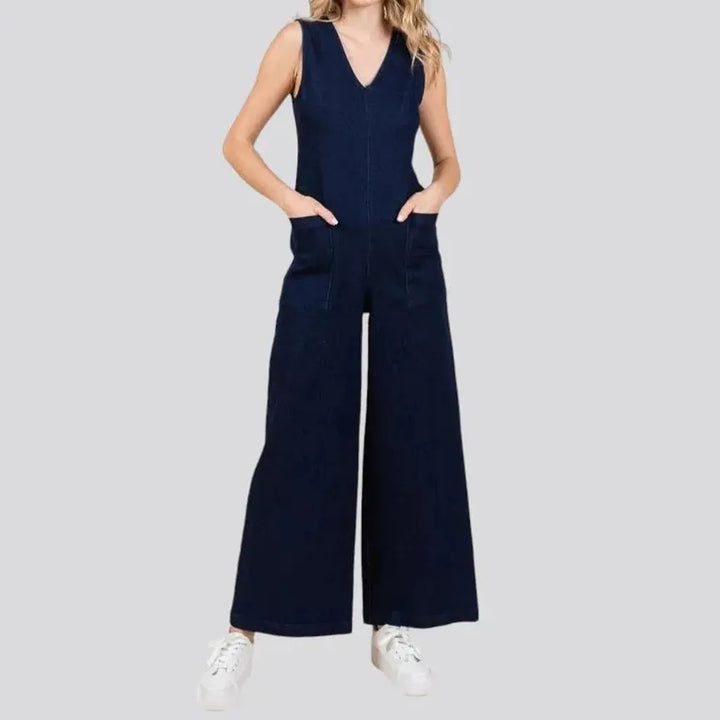 V-neck street women's jeans overall
