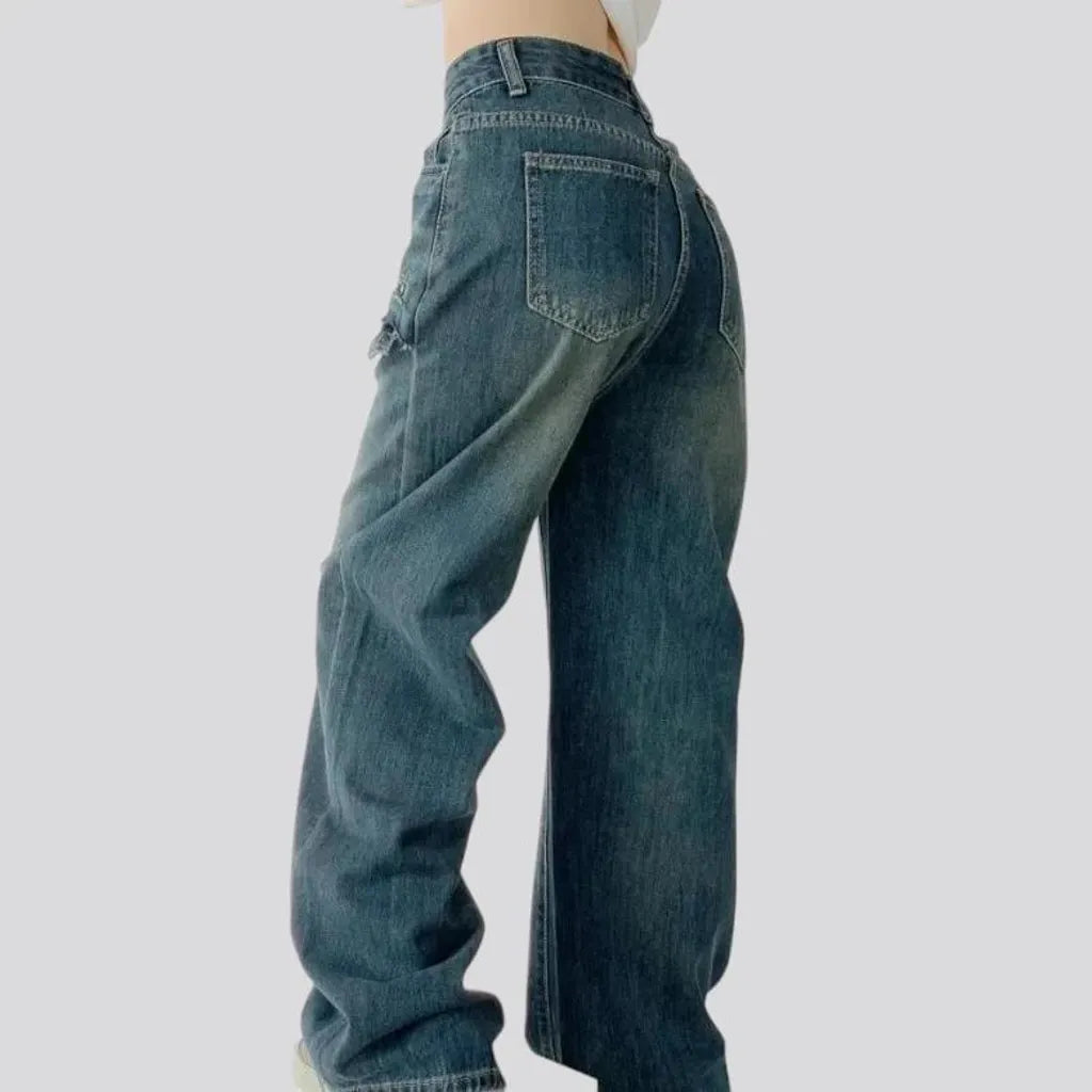 Washed out cargo pocket jeans for ladies