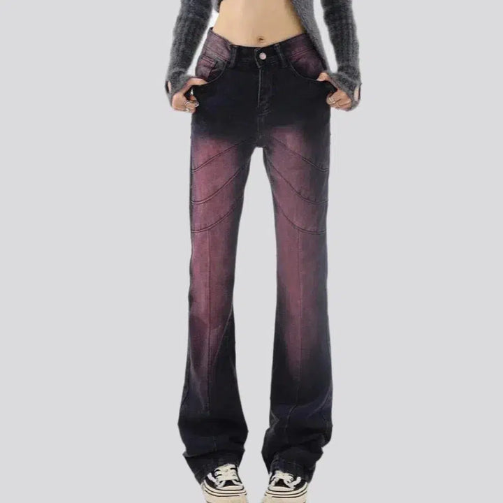 Vintage front diagonal seams jeans
 for women