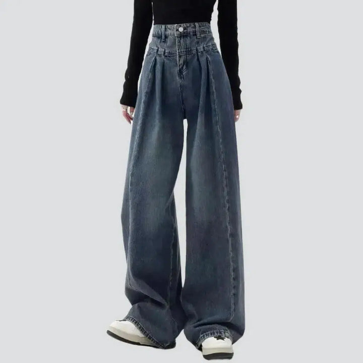 High-waist dark-wash jeans
 for women