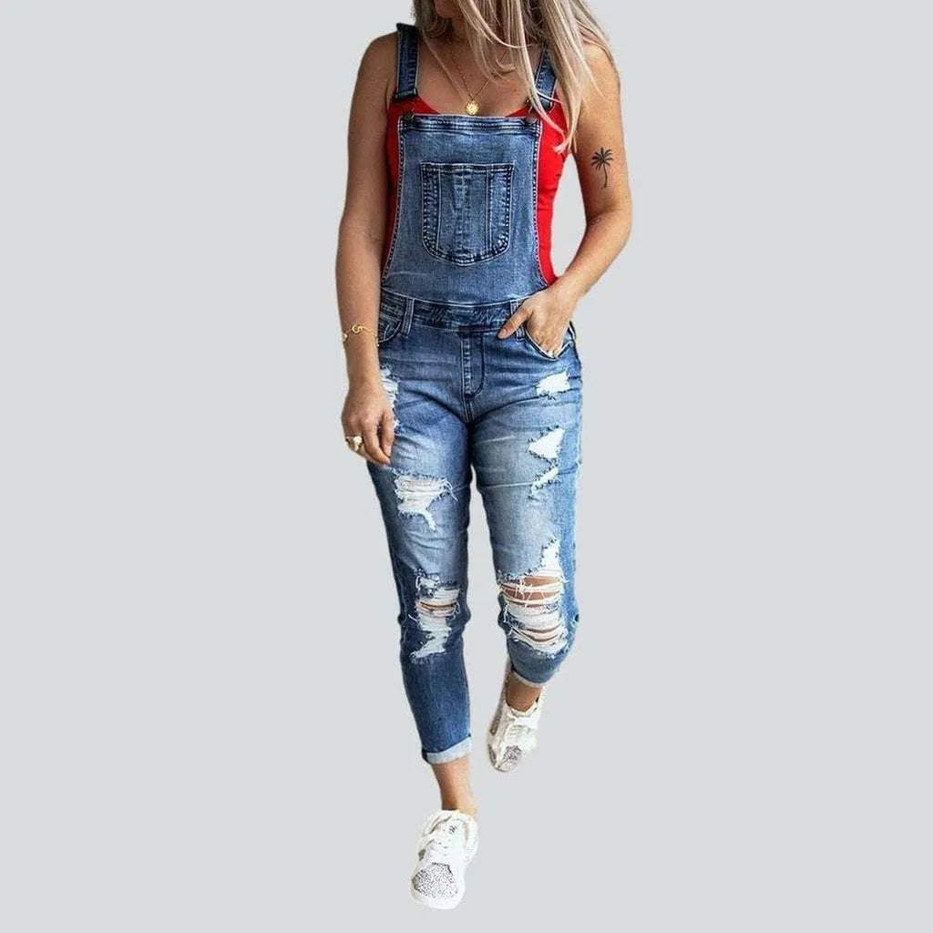 Ripped women's jeans overall
