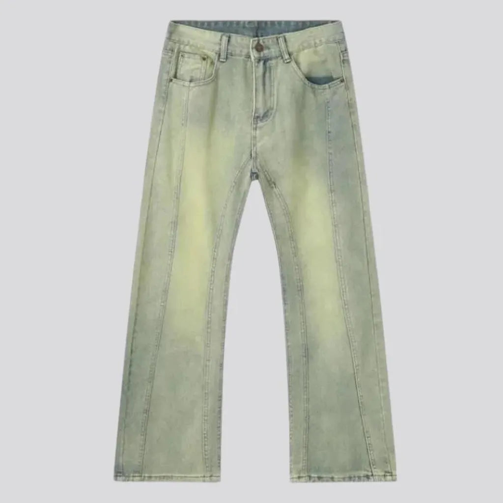 Light wash yellow-cast men's jeans