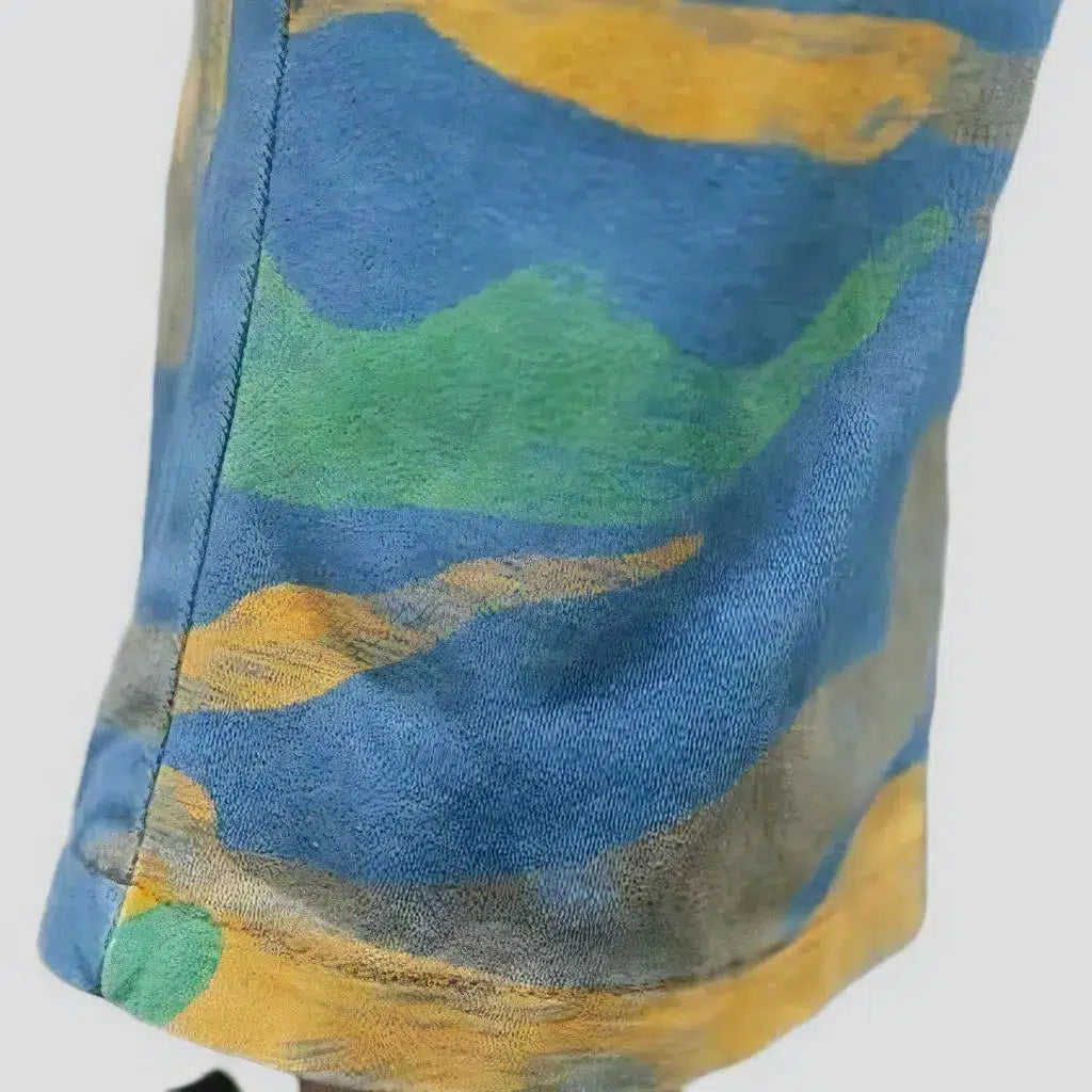 Light-wash painted jean jumpsuit
 for women