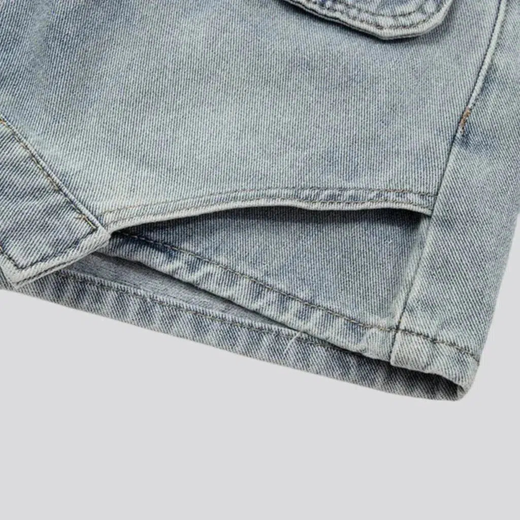 Mid-waist light wash jean skirt