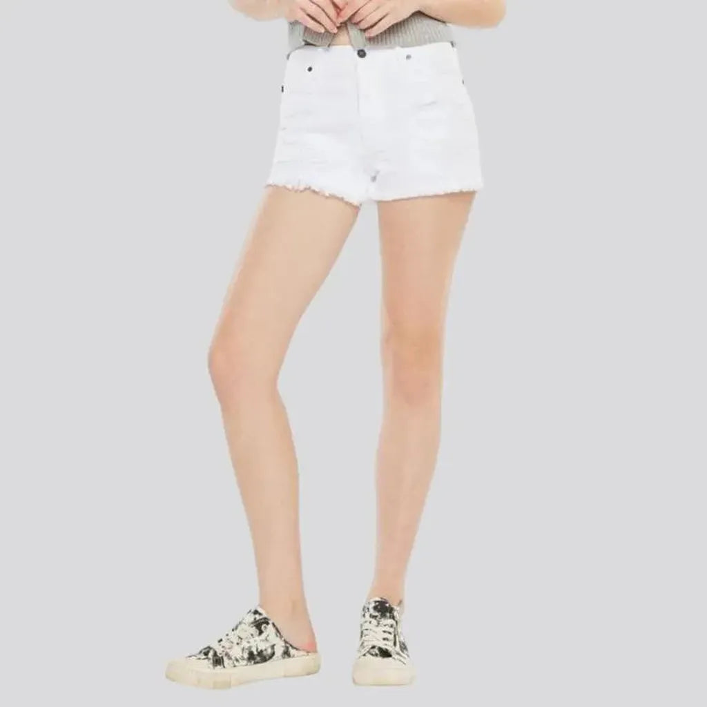 White distressed jeans shorts
 for women