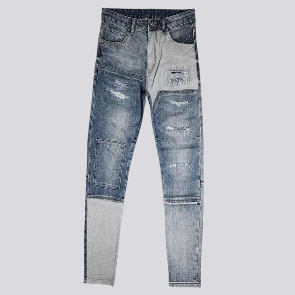 Mid-waist men's street jeans