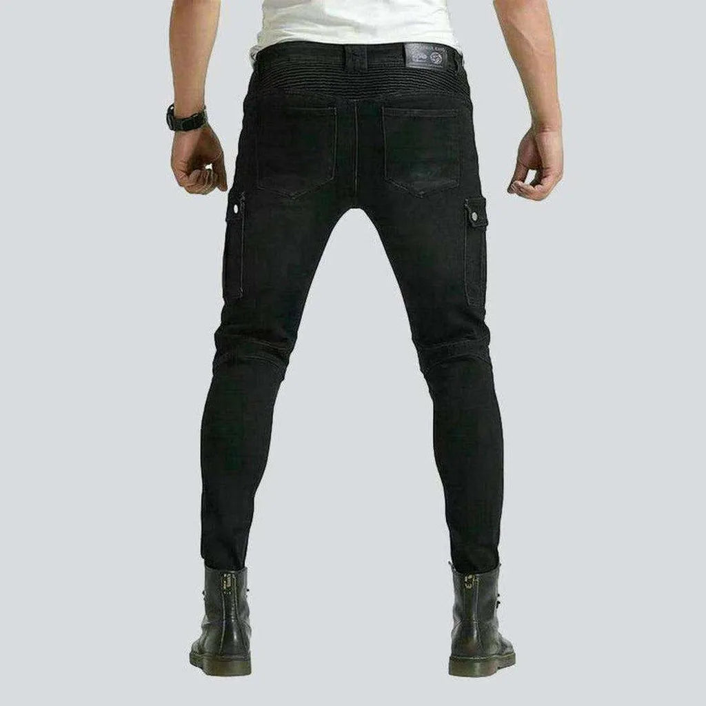 Black biker jeans with zippers