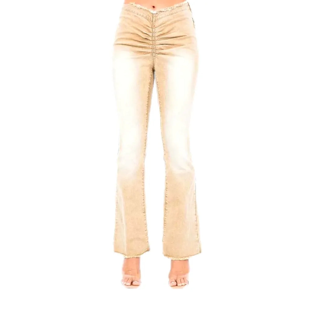 Trendy High Rise Jeans for Ladies - Sand