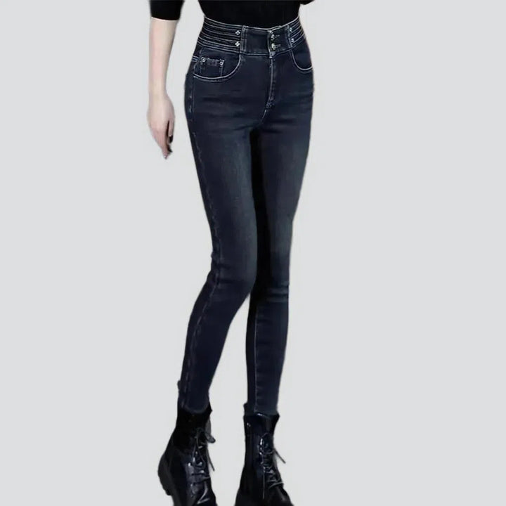Women's double-waistline jeans
