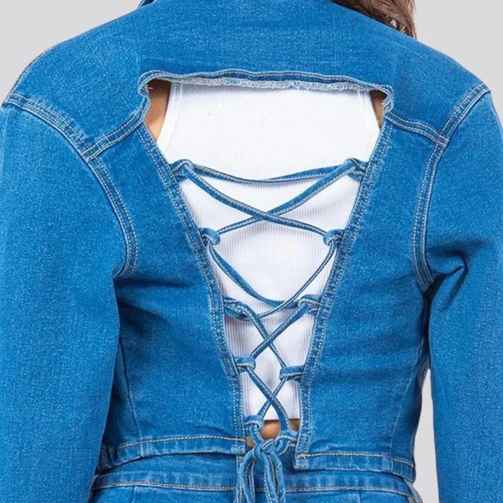 Chic cutout boho women's denim jacket