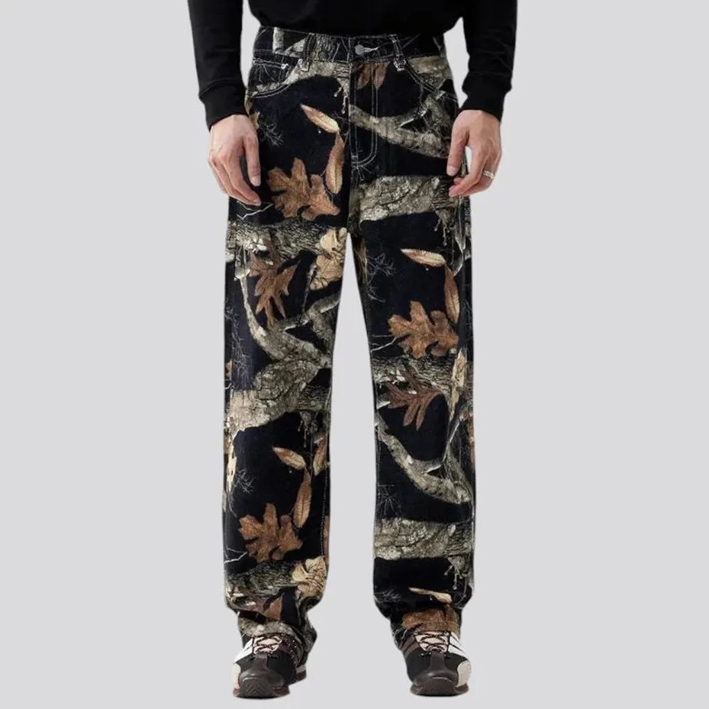 Boho floral men's jeans