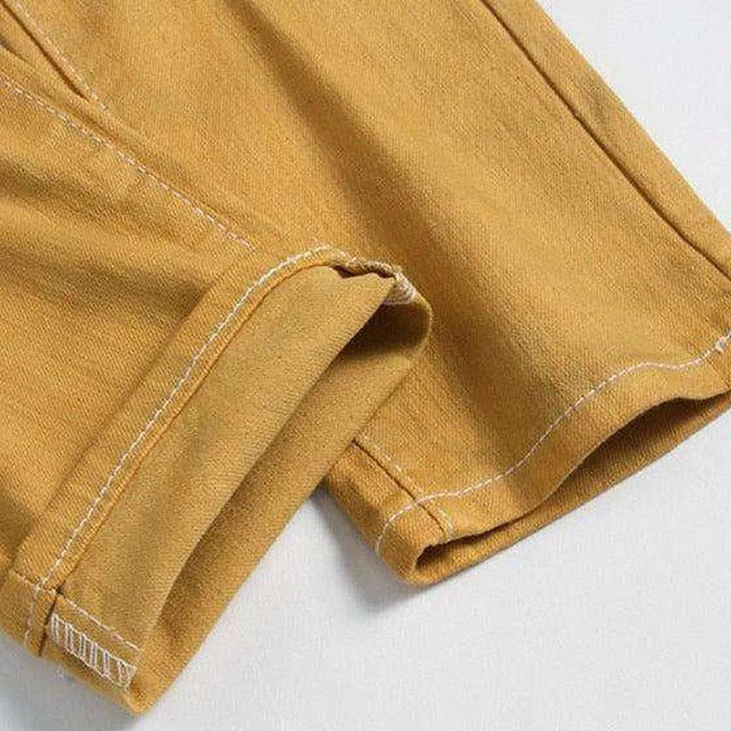 Yellow contrast white men's jeans