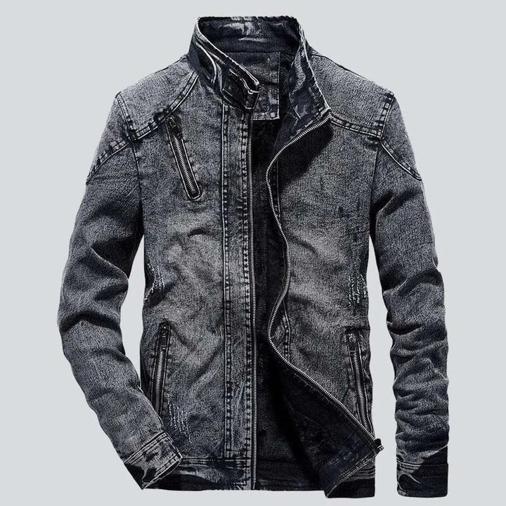 Men's jeans jacket with zippers