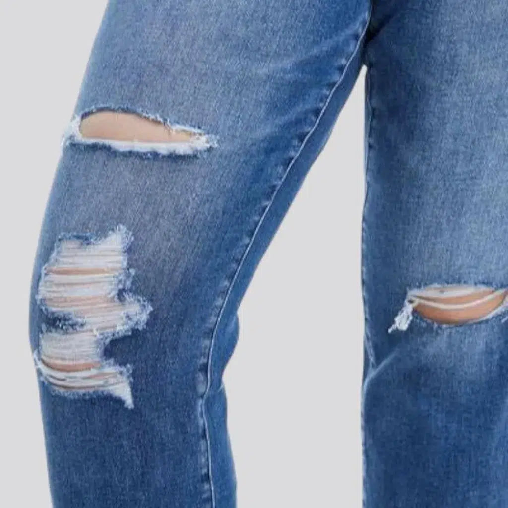 Sanded cropped jeans
 for women