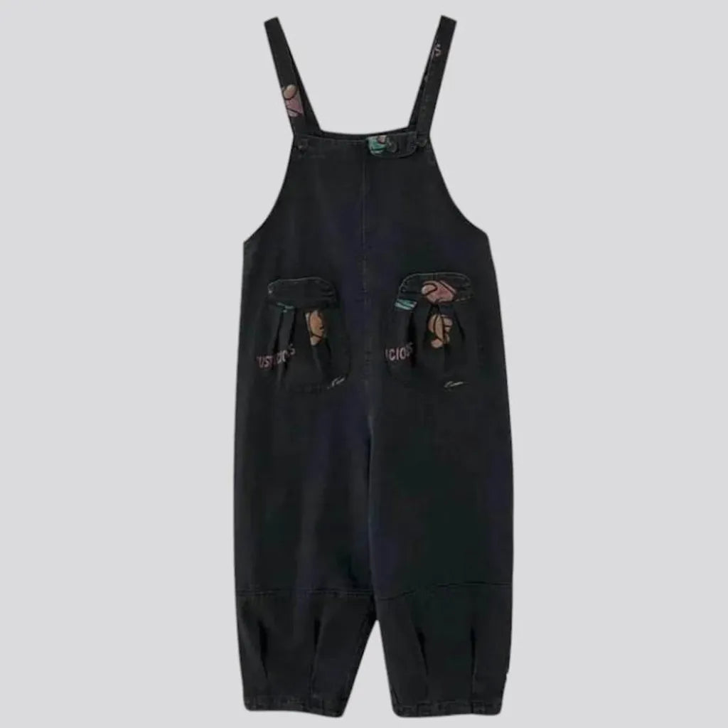 Printed-pockets y2k denim jumpsuit | Jeans4you.shop