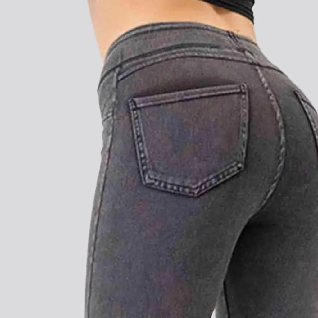 Casual stonewashed denim pants
 for women