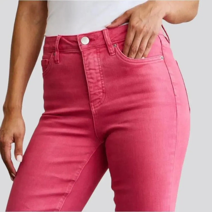 High-waist women's slim jeans