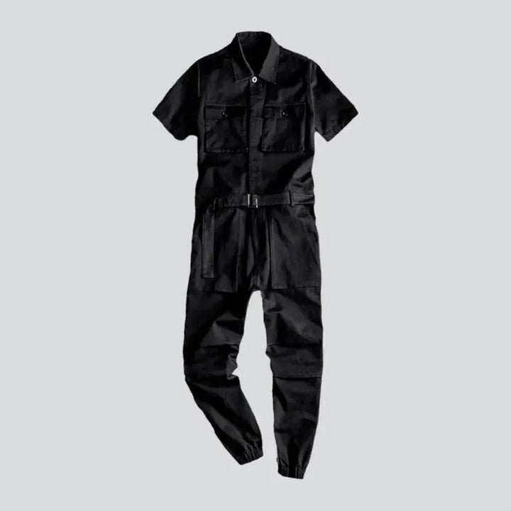 Color buttoned men's denim overall