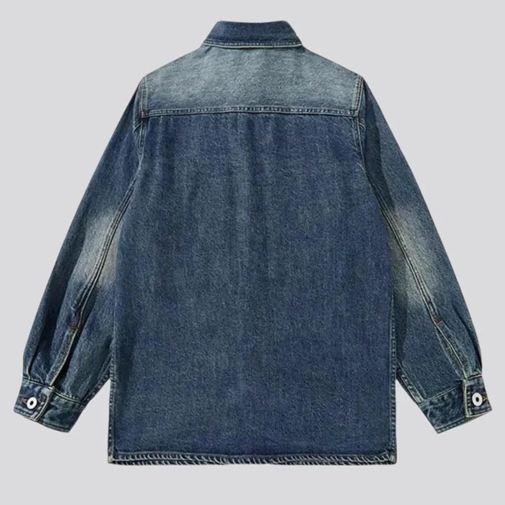 Sanded vintage men's denim jacket