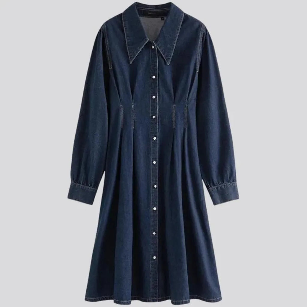 Classic dark a line denim dress